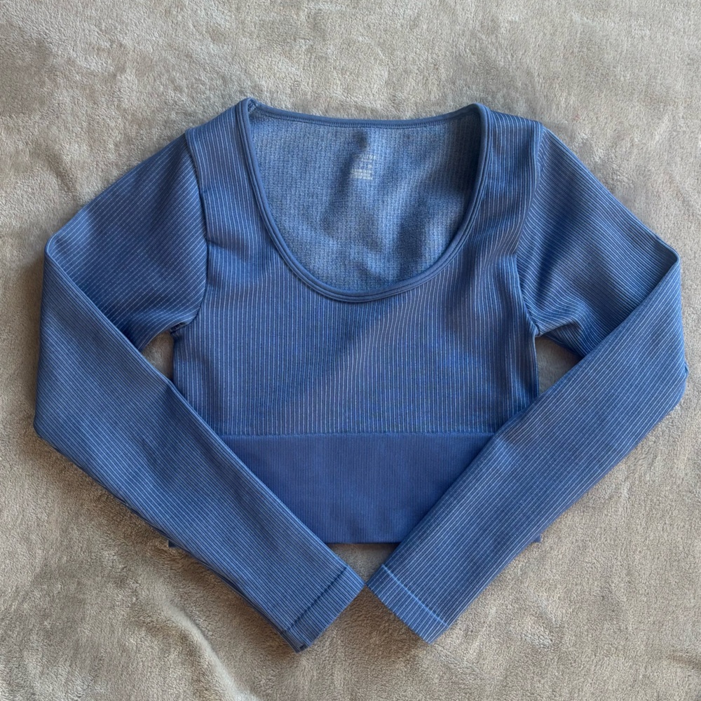 Long Sleeve Ribbed Athletic Crop Top